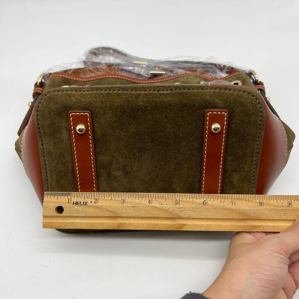 Dooney & Bourke Suede Drawstring Crossbody Olive Crossbody Handbags - Picture 5 of 15